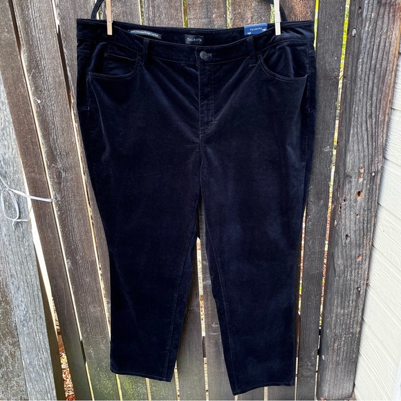 Talbots Velveteen Straight Leg High Waisted Black Pants NWT Sz 20WP - Picture 10 of 14